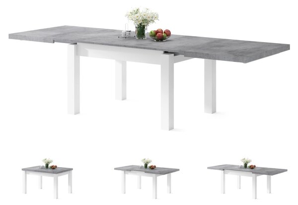 ROYAL Beton Millenium/Biały Mat - STÓŁ ROZKŁADANY DO 2,7 m