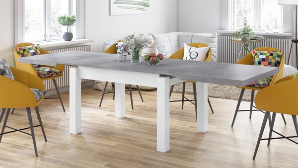 ROYAL Beton Millenium/Biały Mat - STÓŁ ROZKŁADANY DO 2,7 m