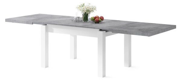 ROYAL Beton Millenium/Biały Mat - STÓŁ ROZKŁADANY DO 2,7 m