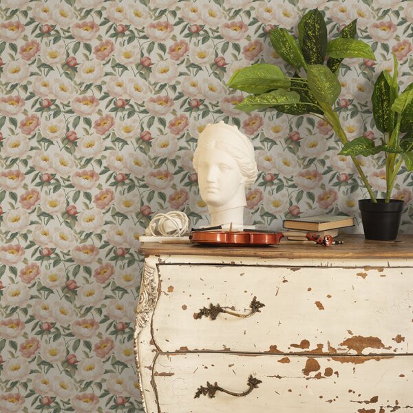 Tapety Akwarelowe piwonie w jasnych kolorach w stylu retro, Tapety Z kwiatami, Tapety Piwonie, a00193 : Uwalls.pl