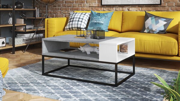 LYNX Beton Millenium/Biały Mat - NOWOCZESNA ŁAWA STOLIK KAWOWY LOFT