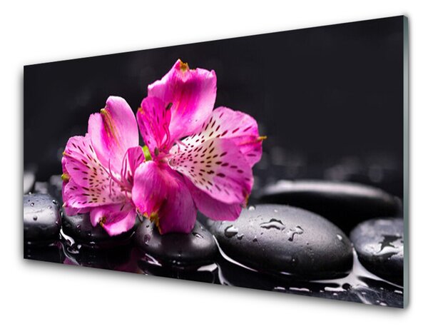 Obraz Szklany Kwiaty Kamienie Zen Spa