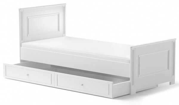 Białe łóżko 90x200 z szufladą Ines