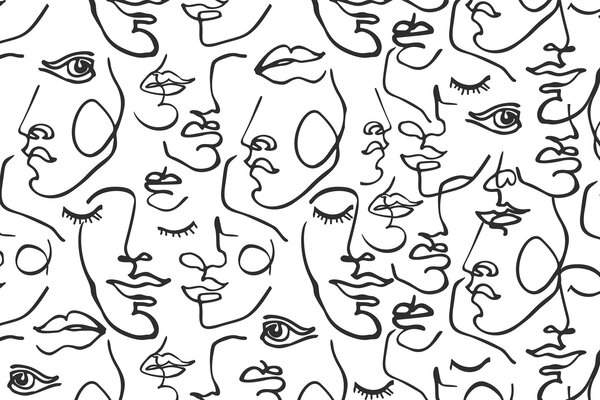Fototapety Abstrakcyjne twarze w czarnym kolorze, Fototapety Minimalistyczny styl, w04121 : Uwalls.pl