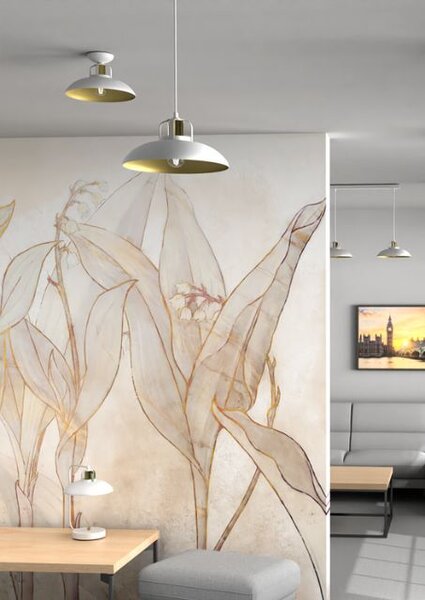 Lampa biała wisząca metalowy klosz M1-G87