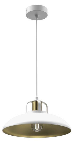 Biała lampa wisząca metalowy klosz - K483-Falso