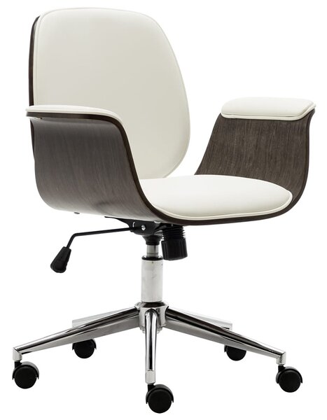 Biały nowoczesny fotel obrotowy z ekoskóry S2-S85