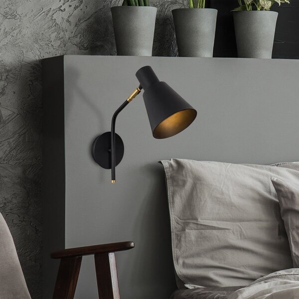 Czarny/w kolorze złota kinkiet ø 15 cm Kem – Opviq lights