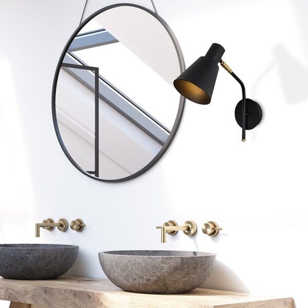 Czarny/w kolorze złota kinkiet ø 15 cm Kem – Opviq lights