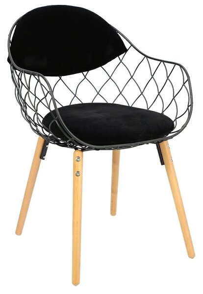 Skandynawskie krzesło z drucianym siedziskiem i poduszką Jahi