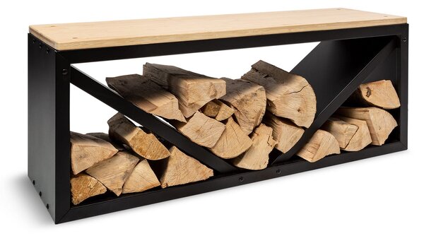 Blumfeldt Kindlewood L Black, schowek na drewno, ławka do siedzenia, 104 x 40 x 35 cm, bambus. cynk