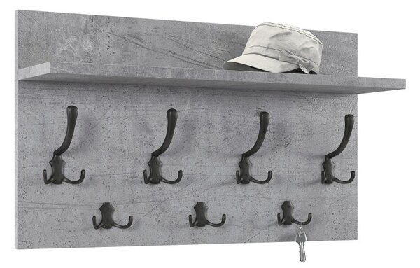 FINLO Beton Millenium/uchwyty Czarny Mat - NOWOCZESNY WIESZAK ŚCIENNY Z PÓŁKĄ DO PRZEDPOKOJU 90 i 70 cm