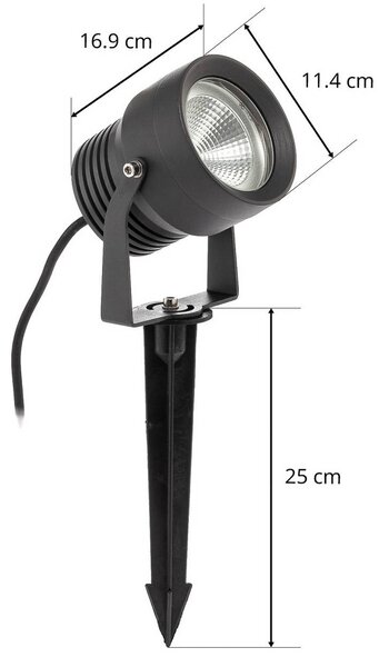 Reflektor zewnętrzny LED Irina, kołek uziemiający, wtyczka, szary, metalowy Irina Lucande, aluminiowy / szary / cynkowy, aluminium, nowoczesny