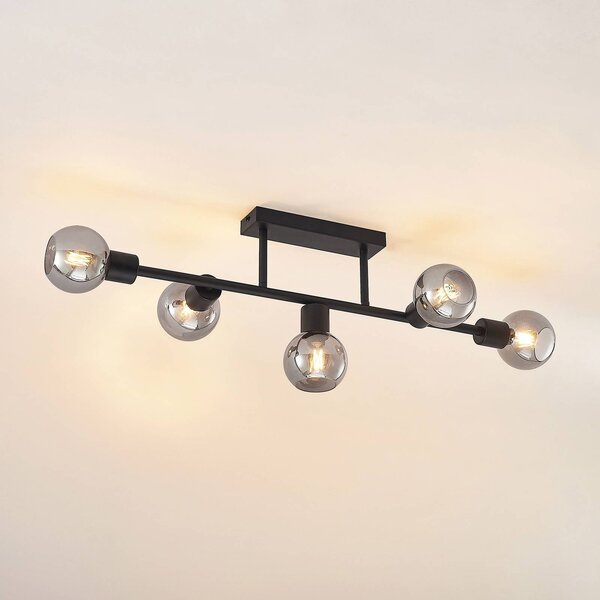 Lampa sufitowa Biscala Lindby, możliwość ściemniania, czarny, salon / jadalnia, metal, vintage