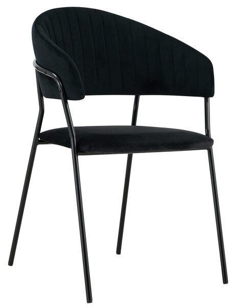 MebleMWM Krzesło welurowe C-889 czarne, czarna noga