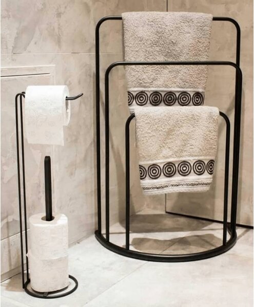 Bathroom Solutions Stojak na ręczniki, 49,5x75 cm, metalowy, czarny