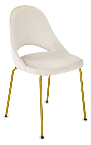 Krzesło Costa Steel Gold, do salonu, do jadalni, tapicerowane, na metalowych złotych nóżkach, beż