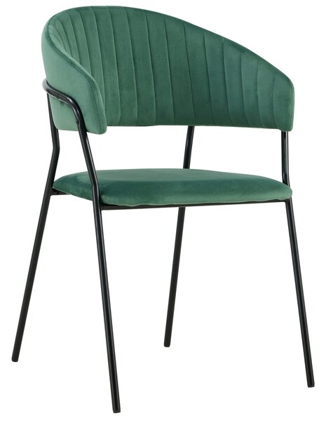 MebleMWM Krzesło welurowe C-889 zielone, czarna noga