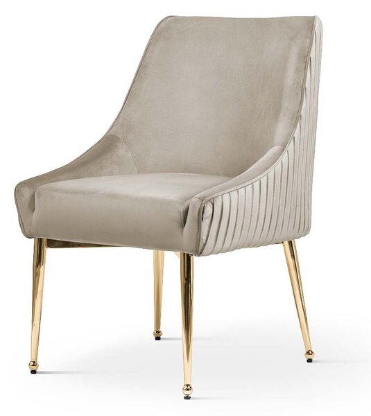 Krzesło w stylu art-deco Belluno beżowe na złotych nogach