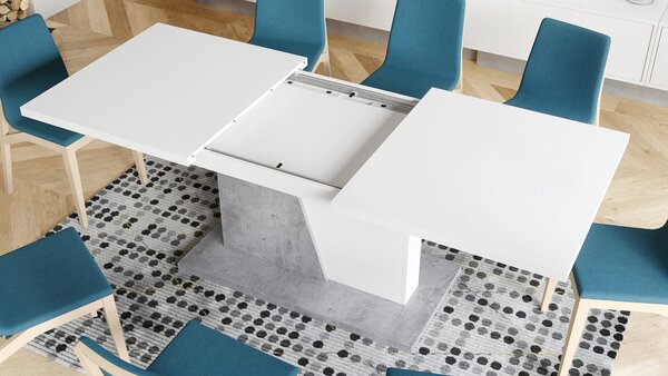 NOBLE NOIR Biały Mat/Beton Millenium - STÓŁ ROZKŁADANY DO 218 cm!