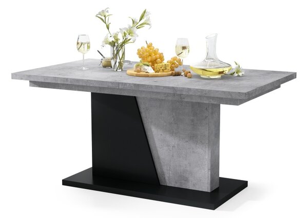 NOBLE NOIR Beton Millenium/Czarny Mat - STÓŁ ROZKŁADANY DO 218 cm!