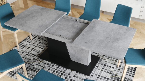NOBLE NOIR Beton Millenium/Czarny Mat - STÓŁ ROZKŁADANY DO 218 cm!