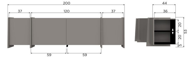 Szara szafka pod TV w dekorze jesionu 200x53x44 cm Brock – WOOOD
