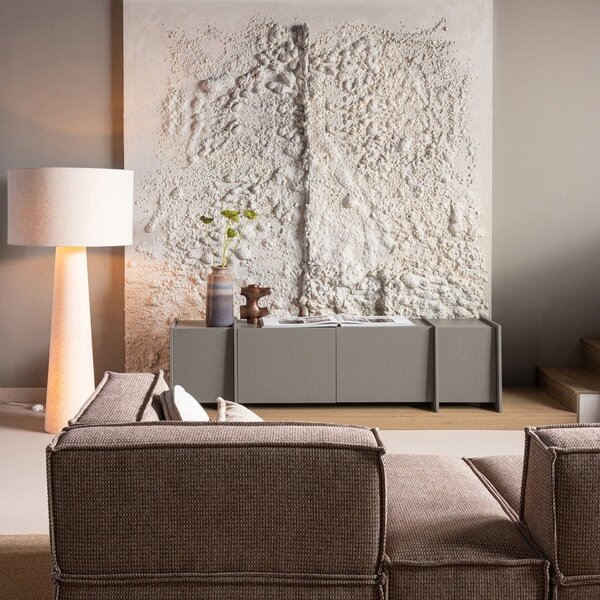 Szara szafka pod TV w dekorze jesionu 200x53x44 cm Brock – WOOOD