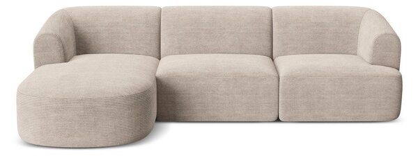 Jasnobrązowy sztruksowy narożnik (lewostronny/z szezlongiem) Campi – Cosmopolitan Design