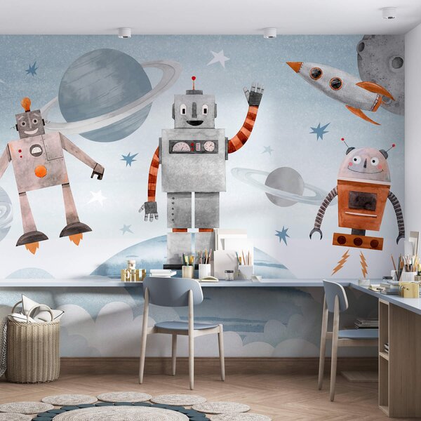 Fototapety Roboty w kosmosie w stylu akwareli, Fototapety Kosmos, w04016 : Uwalls.pl