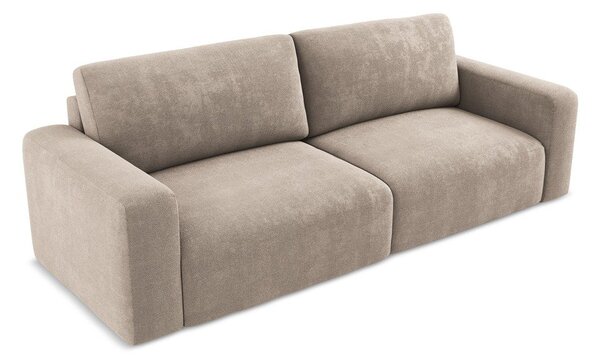 Beżowa rozkładana sofa ze schowkiem z tkaniny szenilowej 252 cm Kona – Makamii
