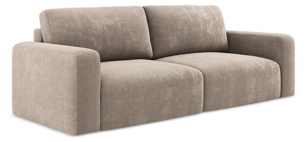 Beżowa rozkładana sofa ze schowkiem z tkaniny szenilowej 252 cm Kona – Makamii