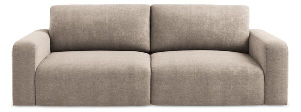 Beżowa rozkładana sofa ze schowkiem z tkaniny szenilowej 252 cm Kona – Makamii