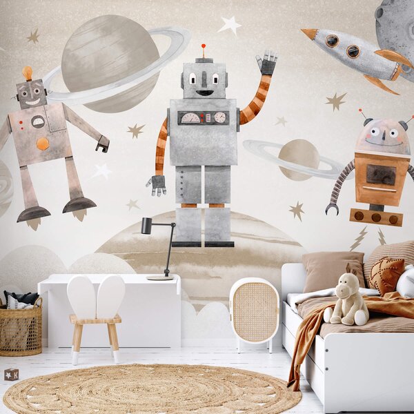 Fototapety Roboty w kosmosie w stylu akwareli, Fototapety Kosmos, w04016v1 : Uwalls.pl