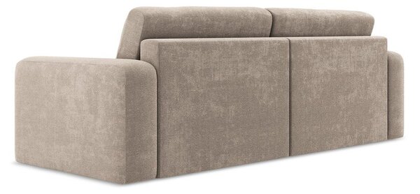 Beżowa rozkładana sofa ze schowkiem z tkaniny szenilowej 252 cm Kona – Makamii