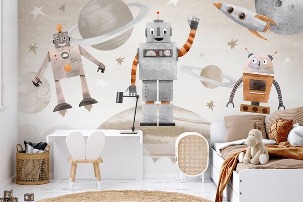 Fototapety Roboty w kosmosie w stylu akwareli, Fototapety Kosmos, w04016v1 : Uwalls.pl