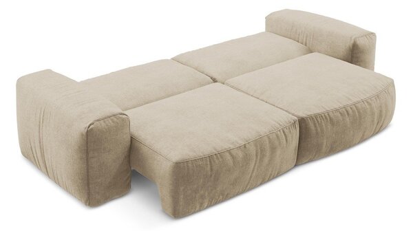 Jasnobrązowa rozkładana sofa z tkaniny szenilowej 275 cm Kuki – Makamii