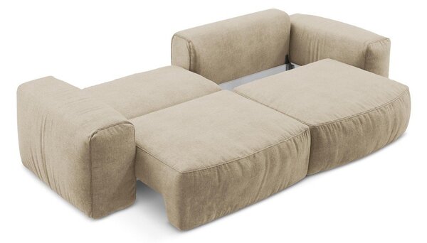 Jasnobrązowa rozkładana sofa z tkaniny szenilowej 275 cm Kuki – Makamii
