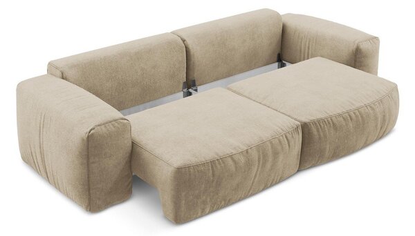 Jasnobrązowa rozkładana sofa z tkaniny szenilowej 275 cm Kuki – Makamii