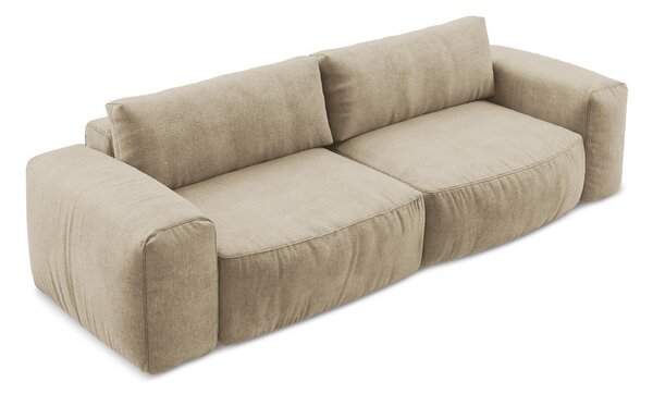 Jasnobrązowa rozkładana sofa z tkaniny szenilowej 275 cm Kuki – Makamii
