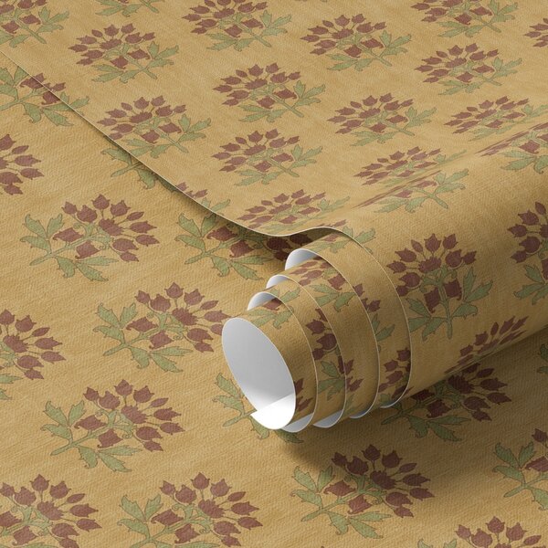 Tapety Retro kwiatowy wzór z lotosami na żółtym tle, Tapety Z kwiatami, a00238 : Uwalls.pl