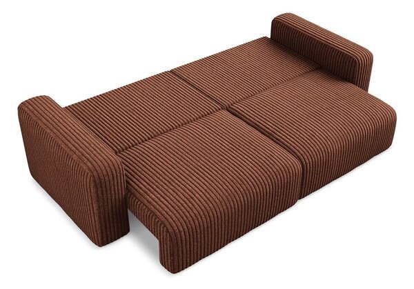 Sztruksowa rozkładana sofa ze schowkiem w kolorze terakoty 252 cm Kona – Makamii