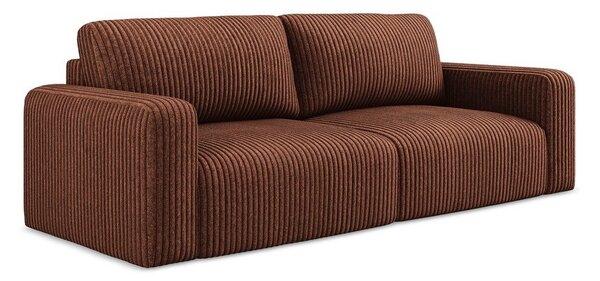 Sztruksowa rozkładana sofa ze schowkiem w kolorze terakoty 252 cm Kona – Makamii