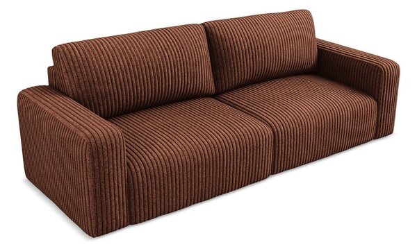 Sztruksowa rozkładana sofa ze schowkiem w kolorze terakoty 252 cm Kona – Makamii