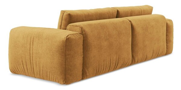 Musztardowa rozkładana sofa z tkaniny szenilowej 275 cm Kuki – Makamii