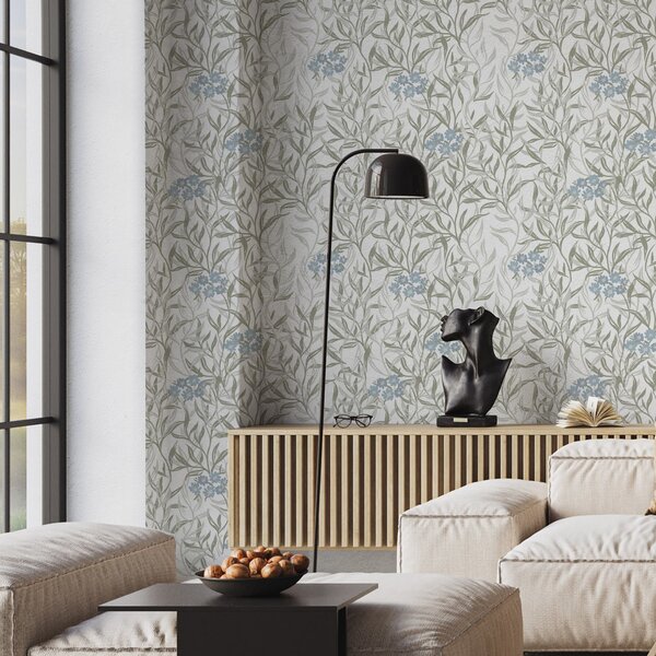 Tapety Jasny nadruk botaniczny z niebieskimi kwiatami, Tapety w stylu prowansalskim, a00268 : Uwalls.pl
