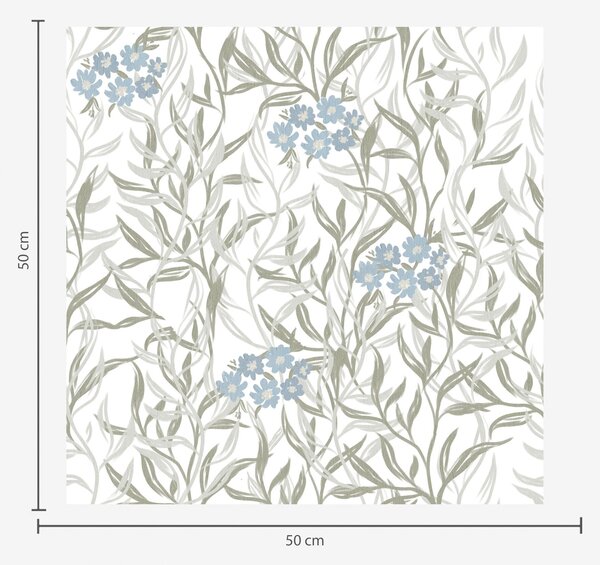 Tapety Jasny nadruk botaniczny z niebieskimi kwiatami, Tapety w stylu prowansalskim, a00268 : Uwalls.pl