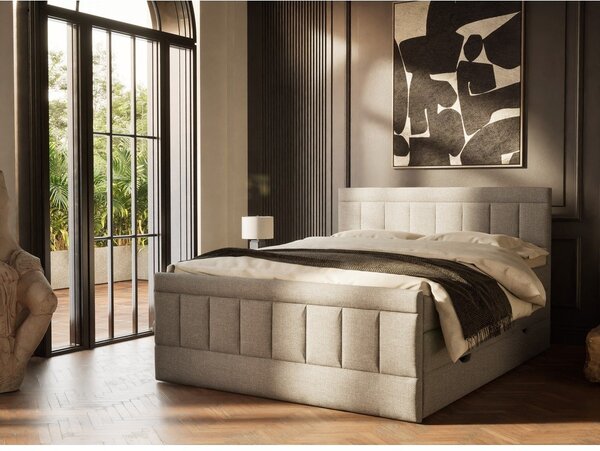 Szare łóżko kontynentalne ze schowkiem 160x200 cm Caya – Maison de Rêve