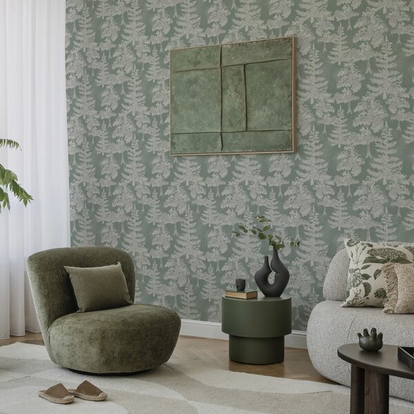 Tapety Drzewa iglaste w stylu tablicy kredowej na zielonym tle, Tapety natura, a00280 : Uwalls.pl