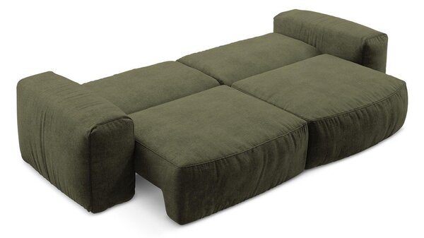 Zielona rozkładana sofa z tkaniny szenilowej 275 cm Kuki – Makamii